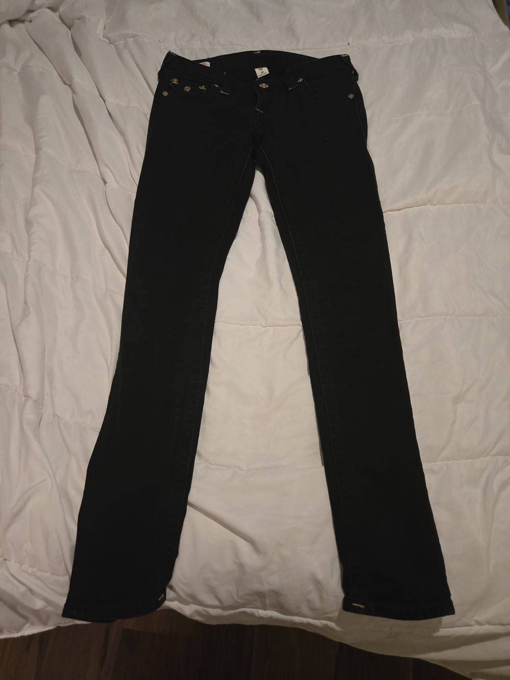 True Religion Black Denim Jeans with Branded Button